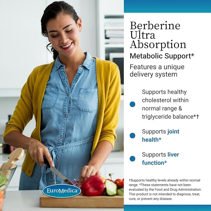 EuroMedica Ultra Absorption - Brain &amp Liver Health Support Supplement - Ultra-Absorption Support Supplement with Indian Barberry Root Extract - Vegan Capsules Aid Metabolic Health - 60 Capsules