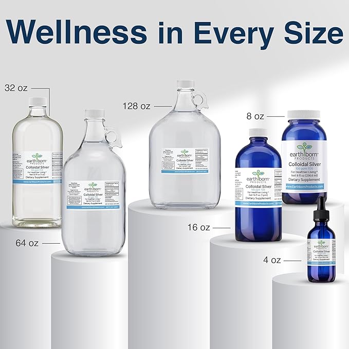 Earthborn Colloidal Silver Liquid (16oz) - 100PPM Pure Monatomic Silver Water - 99.9% Natural Nano Silver Liquid Supplement for Immune Support* Non-GMO Glass Bottle | Made in USA