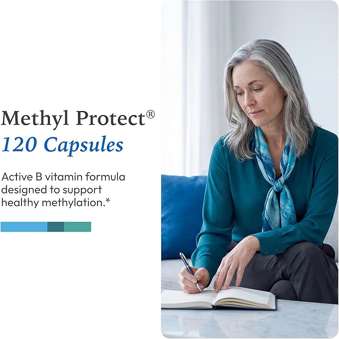 XYMOGEN Methyl Protect - 3400 mcg 5-MTHF (5-Methyltetrahydrofolate) - Cardiovascular &amp Neurological Support - Activated Vitamin B Supplement - Vegetarian &amp gluten-free - 120 Capsules