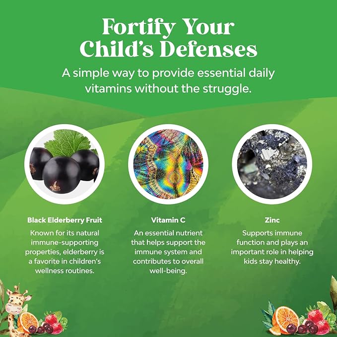 Bundle of Omega DHA Gummies for Kids - Fatty Acids Omega 3 6 9 with Vitamin C for Brain Immunity &amp Vision and Sambucus Elderberry Gummies for Kids Health with Zinc &amp Vitamin C for Immune Supp