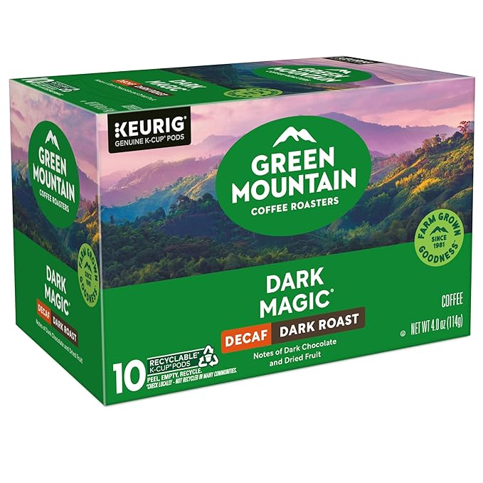 Green Mountain Coffee Dark Magic Decaf Keurig Single Serve K-Cup Pods Dark Roast Coffee 60 Count (6 Packs of 10)