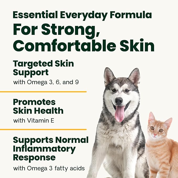 VetriScience Omega Healthy Skin and Coat Capsules 369 Fish Oil Supplement for Dogs and Cats Reduce Shedding Over 750 mg Omega Fatty Acids per Capsule Gel Caps 90 Count