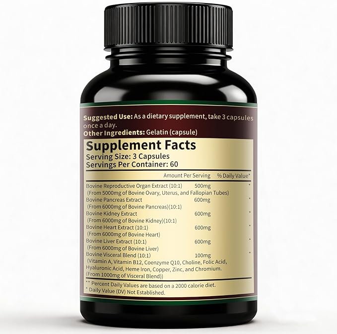 VivoNu Beef Organ Supplement for Women - Beef Liver Kidney Pasture Raised in New Zealand - No Fillers or Flow Agents (360 Capsules)