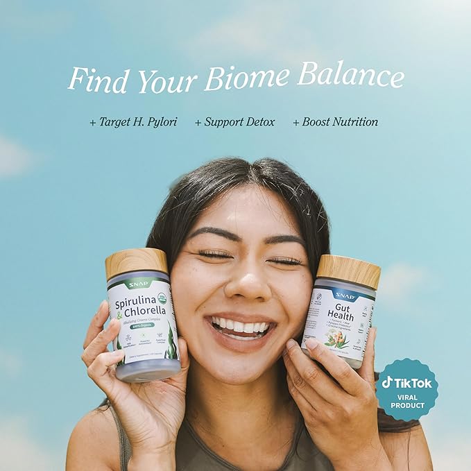 Snap Supplements Gut Health Lipase Supplement &amp Organic Spirulina Chlorella Bundle–Probiotic + Greens–Supports Digestion Detox Energy &amp Immune Health 50 + 120 Vegetarian Capsules (1 Month S