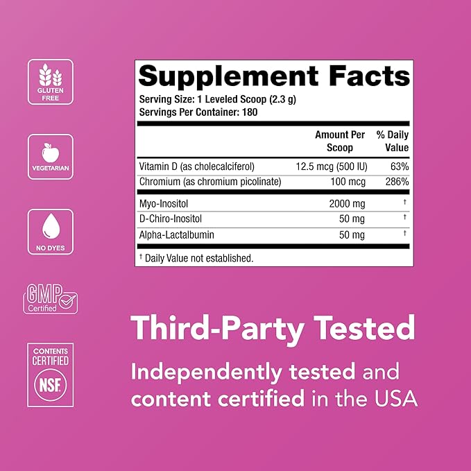 Theralogix Ovasitol Plus Canister Metabolic Health Supplement - Myo-Inositol &amp D-Chiro Inositol+Chromium Picolinate+Alpha-lactalbumin &amp Vitamin D