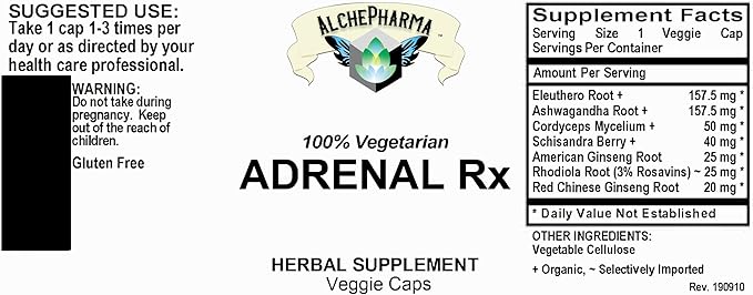 Adrenal Rx Powder Capsules Adaptogen Blend (90 Vcaps)