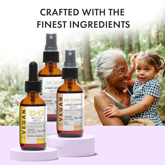 Vitamin C D3 &amp K2 Liquid Zinc Picolinate - Premium Liquid Vitamins - 180 Days Supply - Trio Bundle