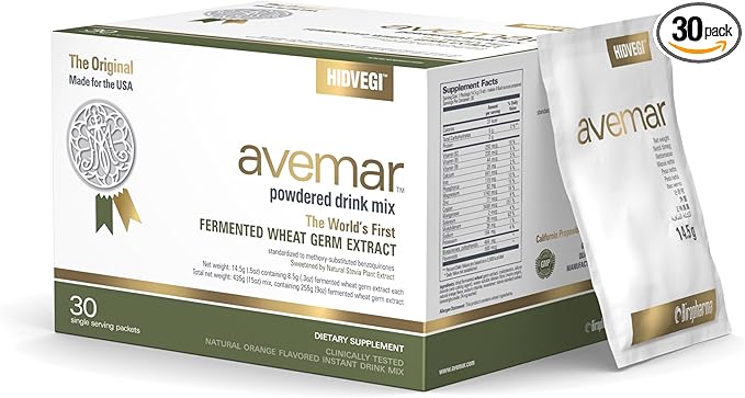 Avemar Fermented Wheat Germ Extract - Premium Powdered Drink Mix | Immune Support &amp Vitality | 30 Servings 30x0.6 oz.