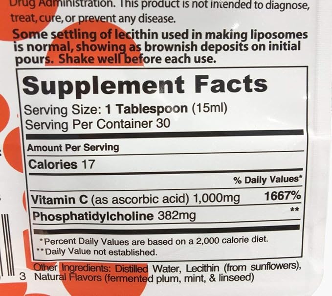 Lipo Naturals Liposomal Vitamin C 1000mg Liquid (2-Pack 60 Doses) - Natural Formula Immunity + Energy Support - Vegan China-Free (15oz / 443ml ea.)