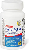 Dairy Relief Caplets Original 120 Count – Lactase Enzyme Supplement for Dairy Digestion Support (Pack of 1)