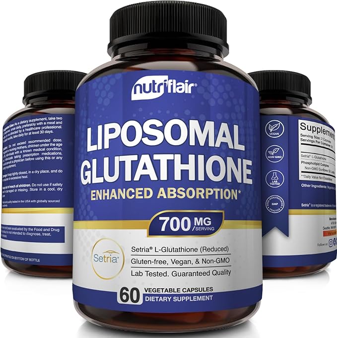NutriFlair Liposomal Glutathione Supplement 700mg – Setria® Reduced L-Glutathione 60 Capsules