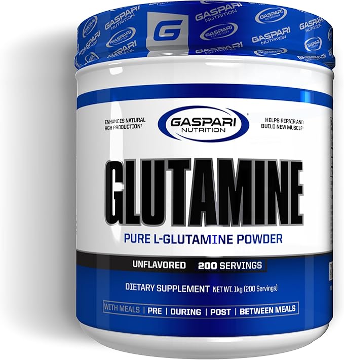 Gaspari Nutrition Glutamine Pure L-Glutamine Powder Perfect Pre Workout Post Workout and Recovery Micronized Glutamine Powder (200 Servings Unflavored)