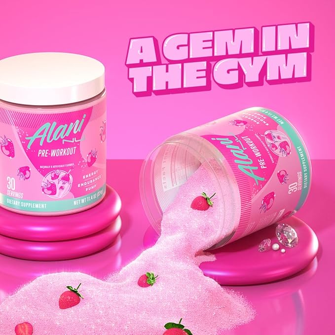 Alani Nu Pre Workout Powder Pink Slush Amino Energy Boost Endurance Supplement Sugar Free 200mg Caffeine L-Theanine Beta-Alanine L-Citrulline 30 Servings