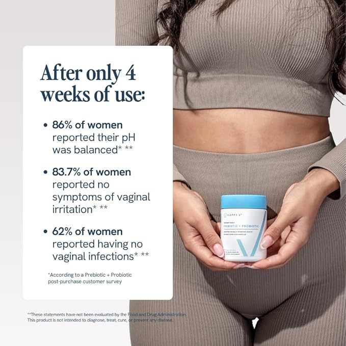 Happy V Dr. Formulated Vaginal Probiotics for Women Odor &amp Itch Support Urinary &amp Gut Health pH Balance | Womens Daily Probiotic with Patented Prebiotics &amp Lactobacillus for Feminine Wel