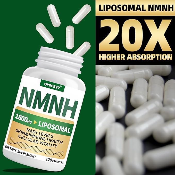 NMNH Supplement 1000mg - Nicotinamide Mononucleotide Alternative Boost NAD+ with Liposomal Resveratrol &amp Nicotinamide Riboside NR for Healthy Cellular Aging Energy 120 Vegan Non-GMO Capsules