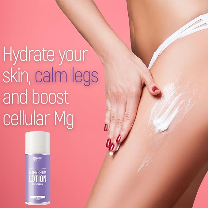 Magnum Solace Magnesium Lotion – Super Concentrated – Made with Aloe and Shea – Safe for Kids Made in the USA (Lavender)