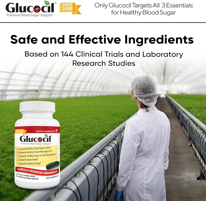 Glucocil – Softgels - Premium Blood Sugar Support - Over 2 Million Bottles Sold - Supports All 3 Blood Sugar Essentials - Since 2008 with Berberine Proprietary Mulberry Leaf and More 2-Pack