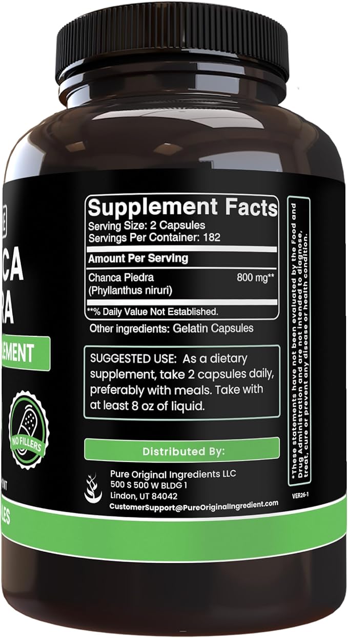 Pure Original Ingredients Chanca Piedra (365 Capsules) No Magnesium Or Rice Fillers Always Pure Lab Verified