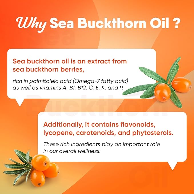 Omega-7 Sea Buckthorn Oil - with Omega-3 EPA/DHA Fish Oil Cinnamomum Fenugreek ALA Green Tea Cayenne Pepper Turmeric Resveratrol Black Pepper - Gluten-Free 2Pack