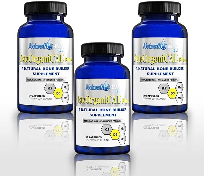 Plus - Organic Plant Base Source of Calcium Supplement with Vitamin D3 k2 Magnesium Glycinate and Manganese (360 Count) Pack of 3 Bottles