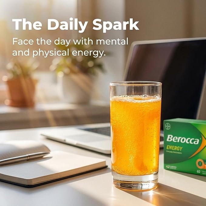 Berocca Energy Vitamin B &amp C Orange Flavour Effervescent Tablets 60 Pack
