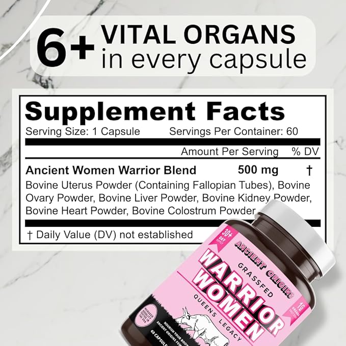Ancient Origins Warrior Women Female Optimized Beef Organs and Two Months of Grass Fed Beef Liver