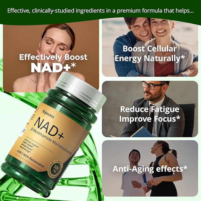 NAD Supplement for Women with Resveratrol - Supports Cellular Energy Anti-Aging &amp DNA Repair -Advanced NAD Supplement for Women &amp Men Non-GMO 30-Day Supply