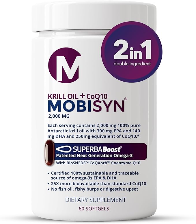 Omega 3 with CoQ10 Antarctic Krill Oil 1000mg &amp 125 mg CoQ10 per softgel SustainableTraceableHighest Concentration 56% Phospholipids Astaxanthin Supports Heart Health No Fish Oil 60 Softge