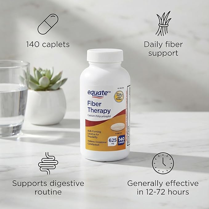 Fiber Therapy 625 mg 140 Caplets– Daily Calcium Polycarbophil Fiber Supplement