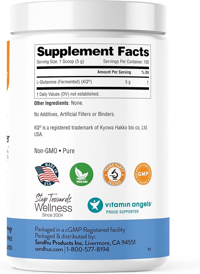 Sandhu's L-Glutamine Amino Acid Powder &amp Gut Health Capsules| Overall Gut Health| PrebioticPostbiotic