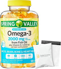 Spring Valley Omega-3 from Fish Oil 2000 mg | Premium Omega-3 from Fish Oil Eye Brain Bone &amp Heart Health | Set with Basket Goods Store