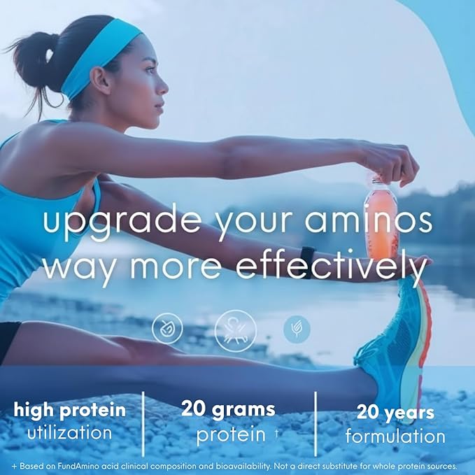 FundAminos EAA + BCAA Amino Acid Powder | Organic Vegan Plant-Based | Complete Essential Aminos for Everyday Nutrition | Optimized Protein Utilization | Refreshing Superfruits Blend - 60 Servings