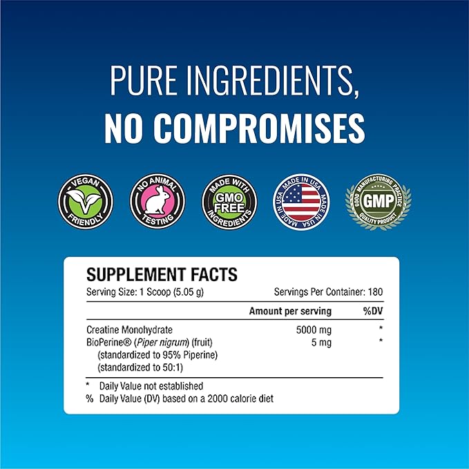 Approved Science Creatine Monohydrate Powder – with BioPerine – Supports Strength Lean Muscle &amp Recovery – 5 g Per Serving – Unflavored Creatine Powder – Non-GMO Vegan – 360 Servings (Pack of 2)