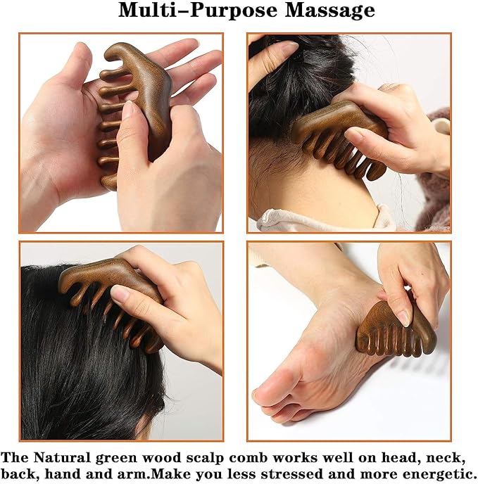 Wood Gua Sha Massage Tools SetScraping Scalp Massage Comb Wooden Gua Sha Scraping Tools3 Pieces.