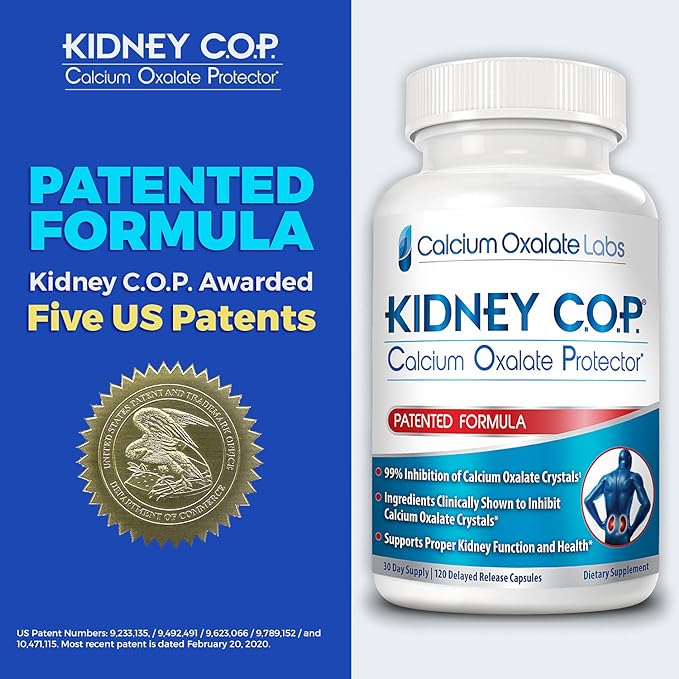 KIDNEY C.O.P. Calcium Oxalate Protector 120 Capsules Kidney Support for Calcium Oxalate Crystals Helps Stops Recurrence of Stones Stronger Than Chanca Piedra Stone Breaker Supplements 3 Pack
