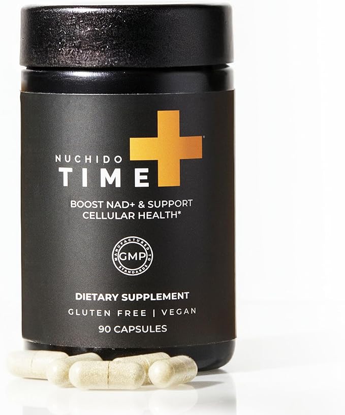 Nuchido Time+ NAD Supplement for Women &amp Men - Advanced Formula for Healthy Aging Energy Focus Cellular Health &amp Longevity - Nicotinamide Alpha Lipoic Acid Quercetin - 90 Capsules