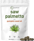 Micro Ingredients Saw Palmetto with Pumpkin Seed Oil for Men 240 Softgels| Cold-Pressed Extract | Virgin Oil Formula | Rich in Essential Fatty Acids &amp Phytosterols | Non-GMO Gluten &amp Soy Fre