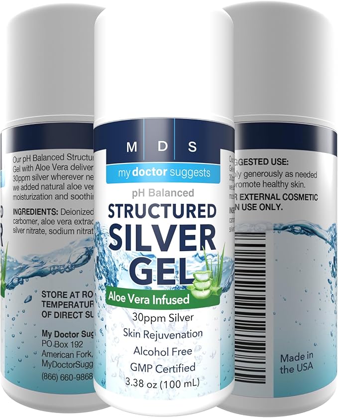 Extra Strength Colloidal Silver Gel 30ppm with Aloe Vera - pH Balanced Structured Silver - &amp Relieve - (4 Pack)