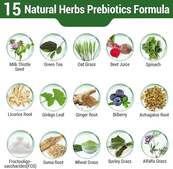 Probiotics for Women Men- 300 Billion CFU 24 Strains Probiotic+15 Organic Herbs Prebiotics Blend Pre and Probiotics for Digestive Health Immune &amp Gut Diarrhea Bloating Vegan 2 Month Supply