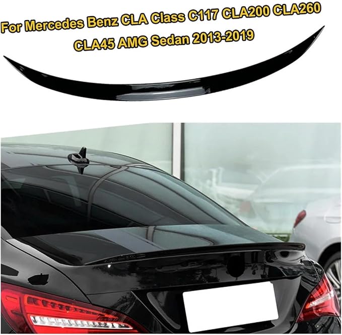 Car Rear Trunk Spoiler Wing Decklid Lip Tail Spoilers Compatible For Mercedes Benz CLA Class C117 CLA200 CLA260 CLA45 AMG Sedan 2013-2019(Carbon Fiber Look)