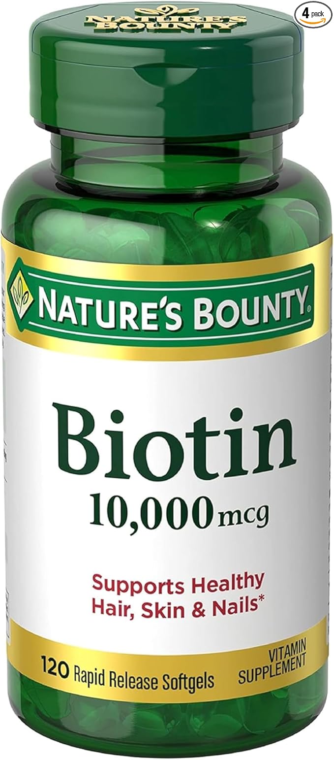 Nature's Bounty Biotin 10000 mcg Ultra Strength - 120 Softgels Pack of 4