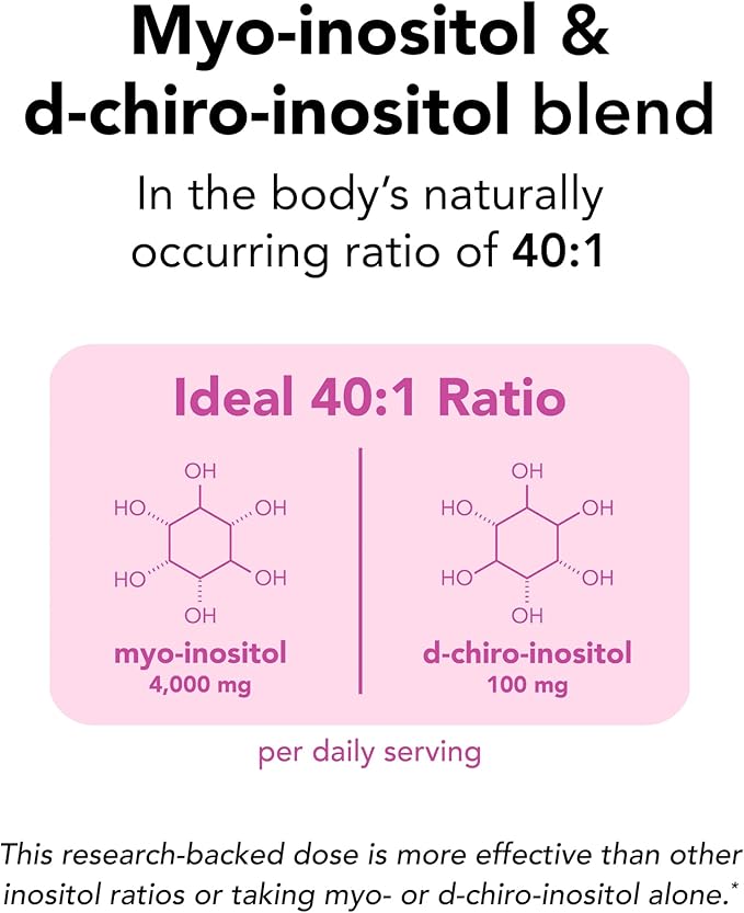 Theralogix Ovasitol Inositol Powder - 90-Day Supply - Myo-Inositol &amp D-Chiro Inositol for Hormone Balance &amp Ovarian Function Support* - NSF Certified - 400 g (180 Servings)