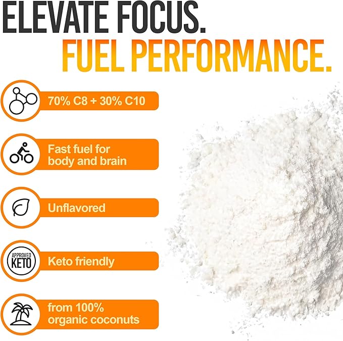 Intentionally Bare MCT Oil Powder - Unflavored Coconut Oil with 70% C8 and 30% C10 - MCT Oil for Clean Energy Brain Health Mood and Focus - Coconut C8 for Keto Paleo and Vegan Pills - 50 Servings