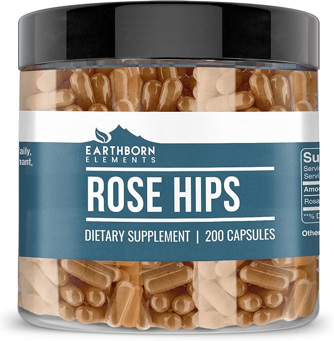 Earthborn Elements Rose HIPS &amp Bromelain Capsule Bundle (200 Capsules Each) Pure &amp Undiluted No Additives