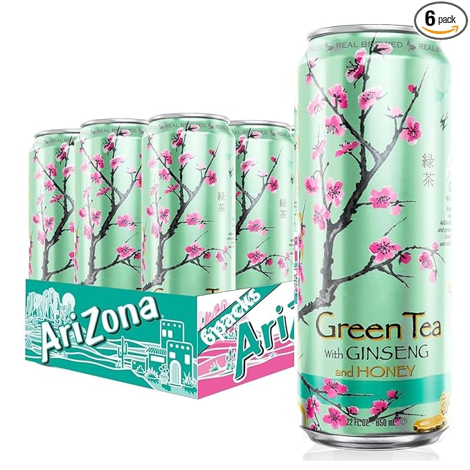 Green Tea with Ginseng and Honey - Big Can 22 Fl Oz (Pack of 6)