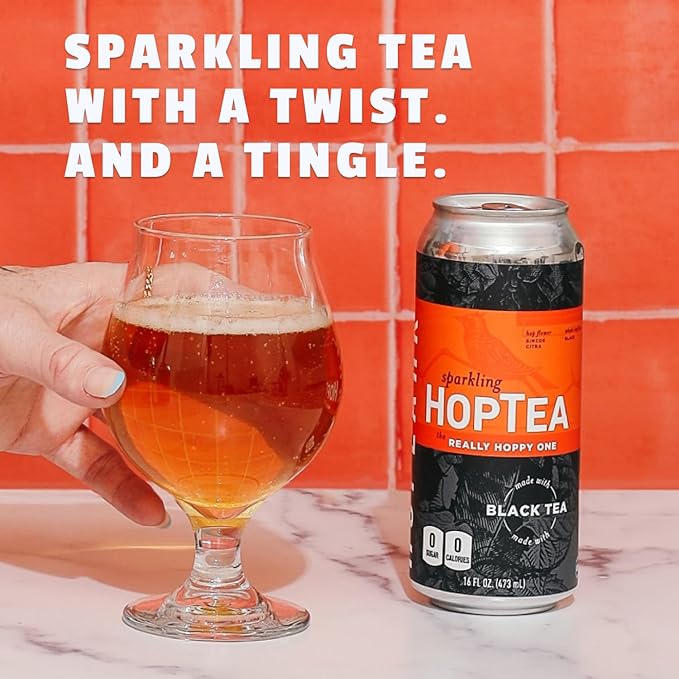 HOPLARK Sparkling HopTea – REALLY HOPPY ONE – Tall 16fl oz cans (pack of 12) – Sparkling Black Tea with Simcoe and Citra Hops – Unsweetened – Zero Calorie – Caffeinated