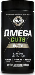 PMD Sports Omega Cuts Elite -Fat Loss-Muscle Defining Formula - Omega Fatty Acids MCT's and CLA for Muscle Definition and Maintenance - Keto Friendly For Women and Men - Stimulant Free (180 Softgels)