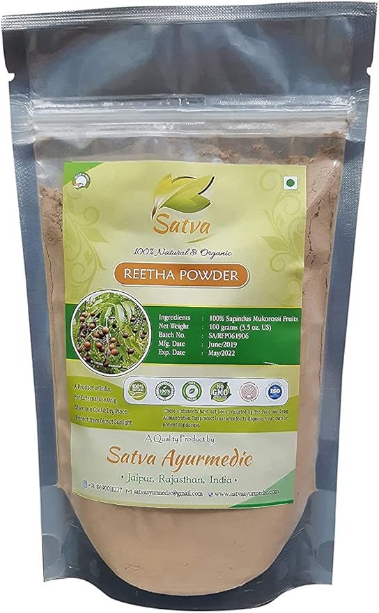 Astha SATVA Reetha Powder - 100% Sapindus Mukorossi Fruits-(100 gm)