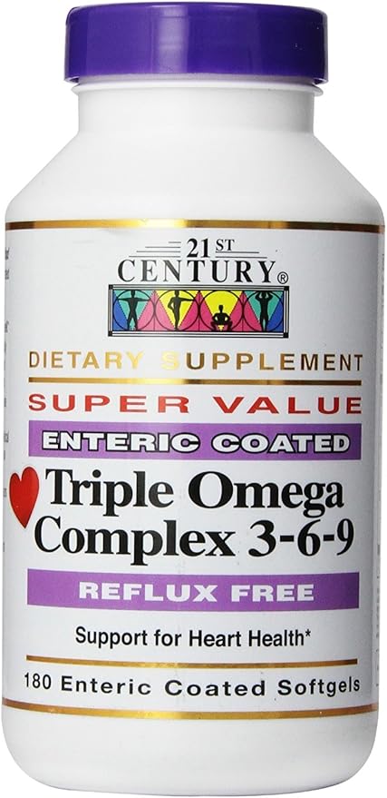 21st Century Dietary Supplement Triple Omega Complex 3-6-9 Enteric Coated Softgels 180 Count Bottle (Pack of 2)