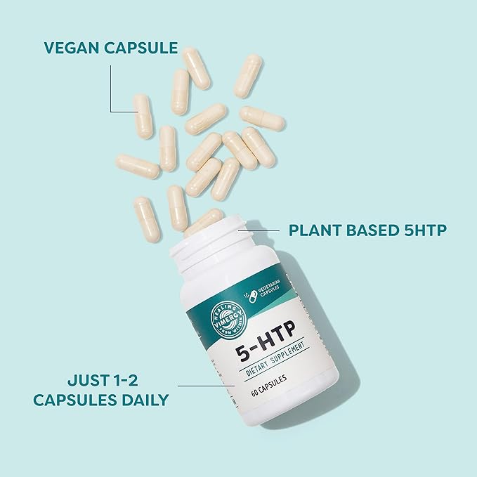 Vimergy 5-HTP Capsules– Clean Formula Supporting a Healthy Mood Better Sleep and May Enhance Serotonin Levels.* Kosher and Vegan. – (60 ct.)